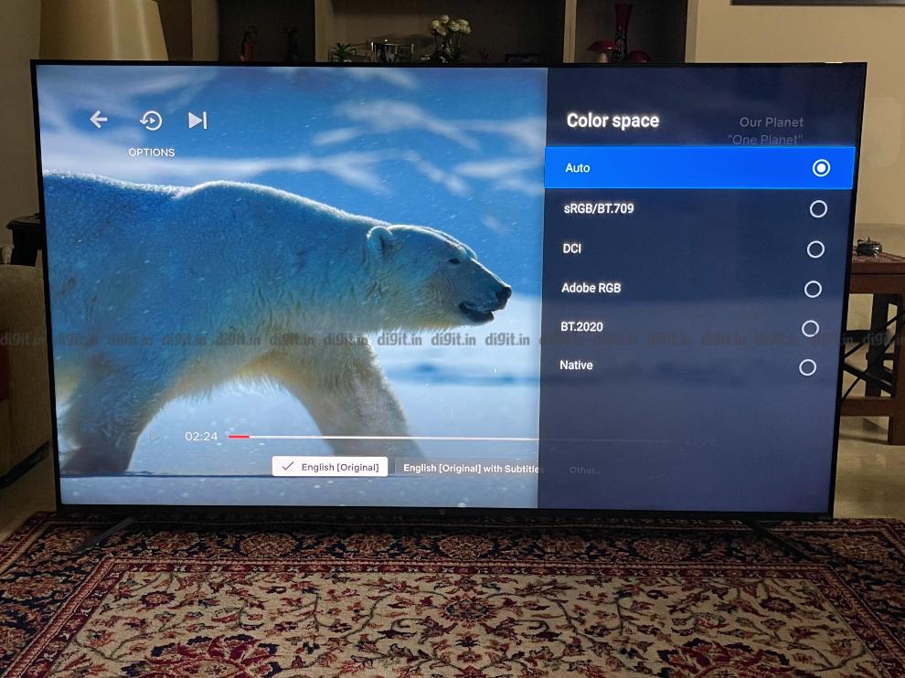 OnePlus TV Colour space settings. 