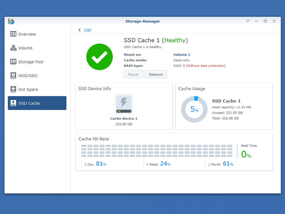 Synology DiskStation DS920+ Cache hit ratio