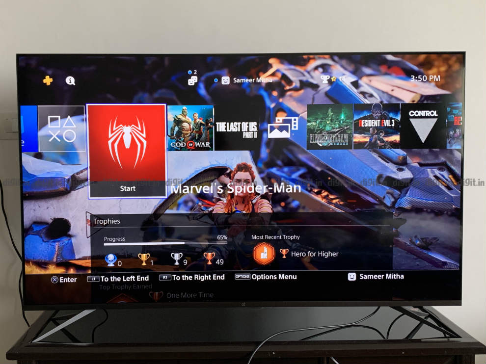 Gaming on the OnePlus U TV using a PS4 Pro