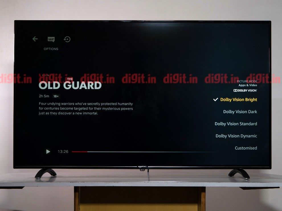 Dolby Vision settings on the AmazonBasics 55-inch TV.