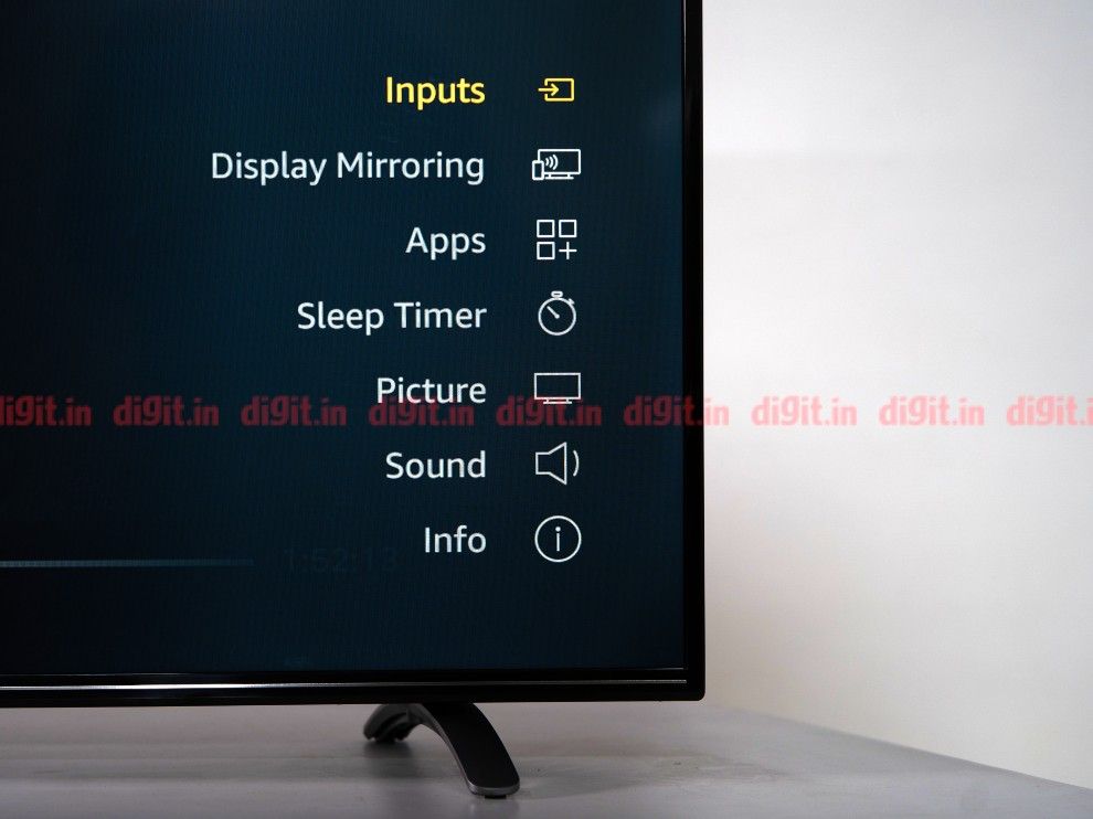 Settings on the AmazonBasics 55-inch TV.