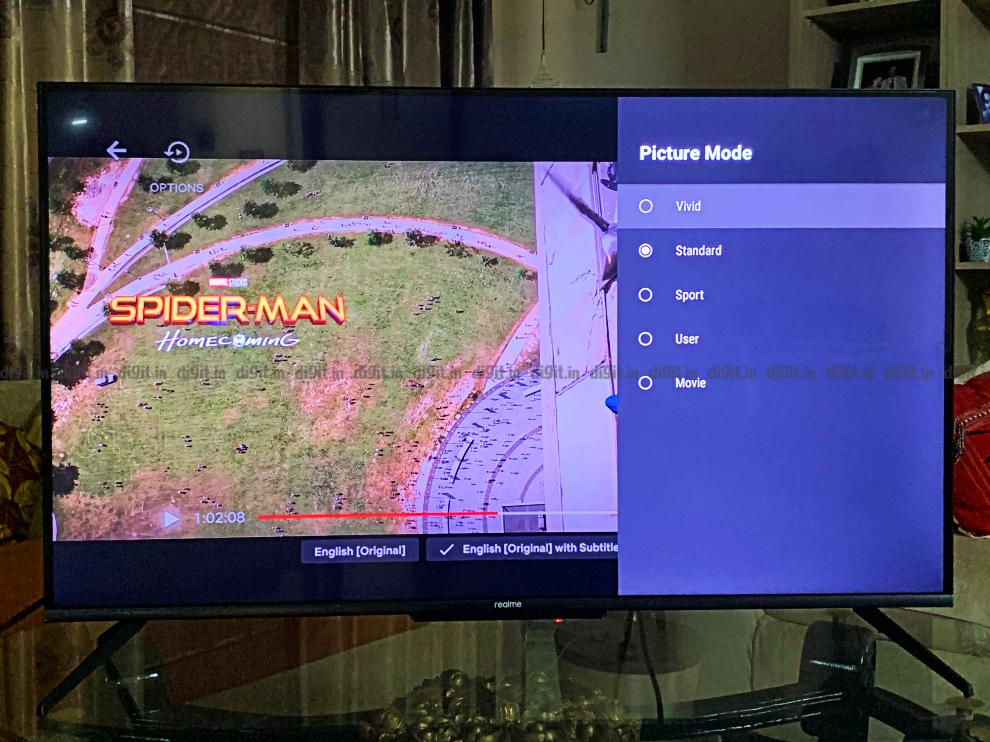 El televisor Realme de 43 pulgadas viene con el conjunto estándar de modos de imagen.