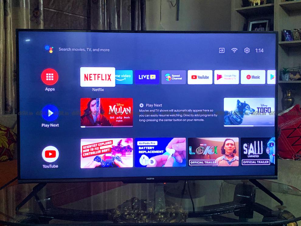 El televisor 4K Realme de 43 pulgadas se ejecuta en la interfaz de usuario de Android TV. 