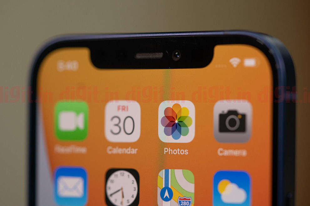 The Apple iPhone 12 features an OLED display