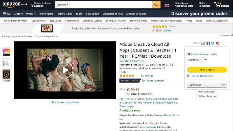 Descarga de Amazon de descuento para estudiantes de Adobe CC