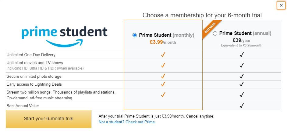 Estudiante de Amazon Prime