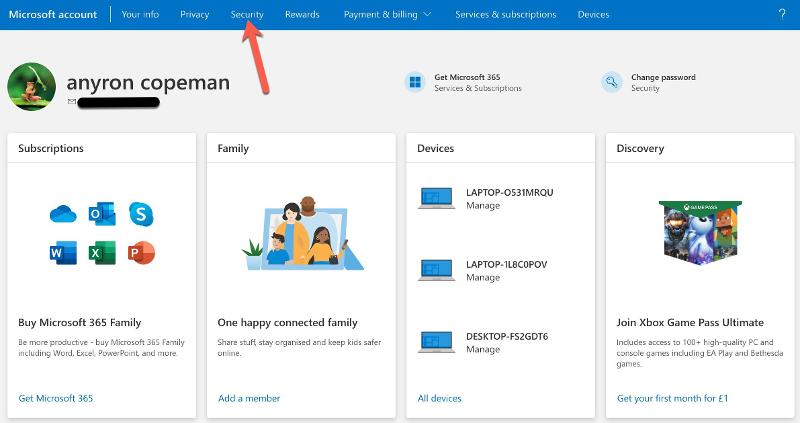 Quitar la contraseña de la cuenta de Microsoft