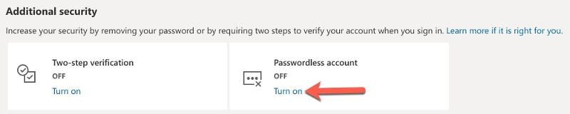 Quitar la contraseña de la cuenta de Microsoft