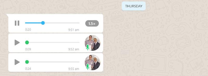 WhatsApp reproduce mensajes de voz más rápido