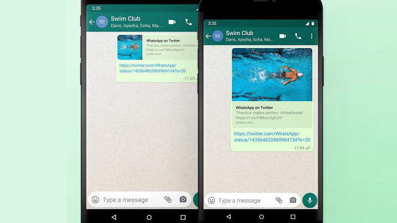 Vistas previas de enlaces de WhatsApp