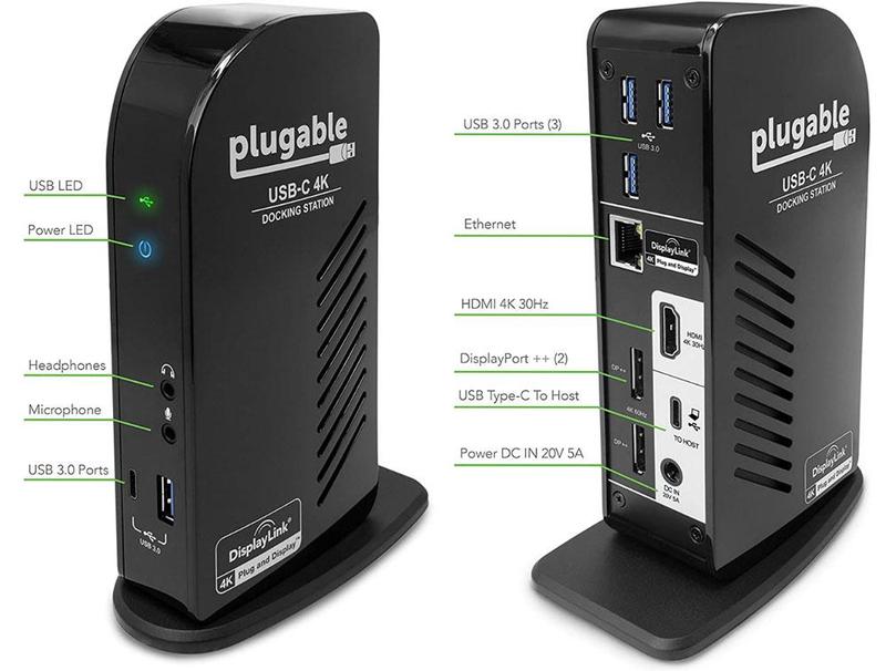 Plugable USB-C Triple Display 4K Docking Station