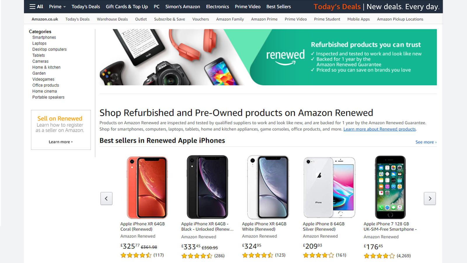 Teléfonos reacondicionados renovados de Amazon