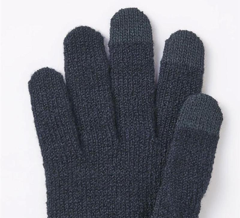 Guantes para pantalla táctil cepillados en la parte trasera de mezcla de lana Muji