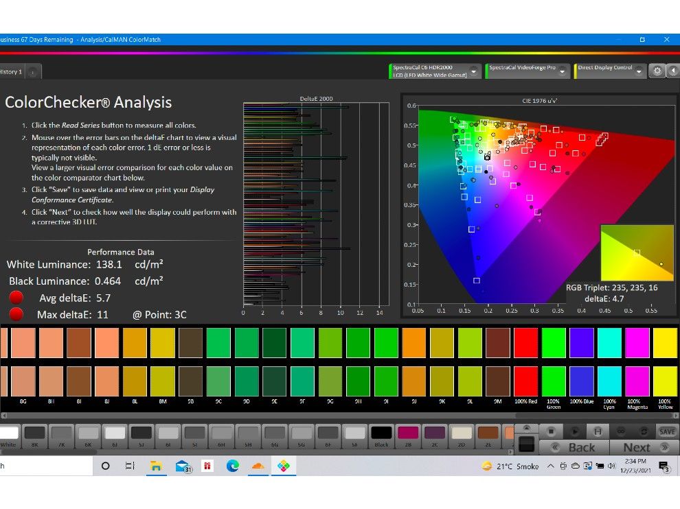 Análisis del comprobador de color de Acer TV.