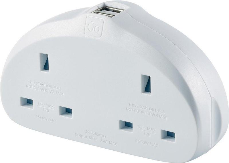 Adaptador de corriente Go Travel Duo conectado a tierra del Reino Unido a la UE
