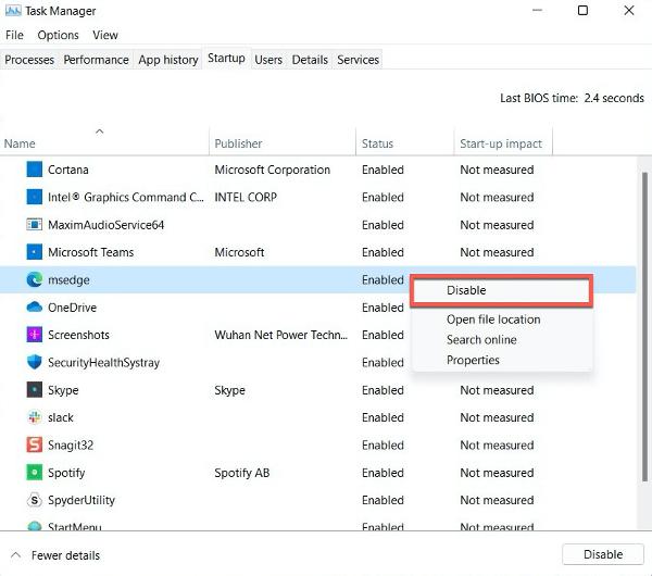 Windows 11 deshabilita las aplicaciones de inicio