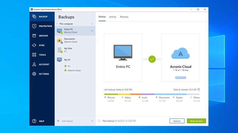 Oficina doméstica de Acronis Cyber ​​Protect