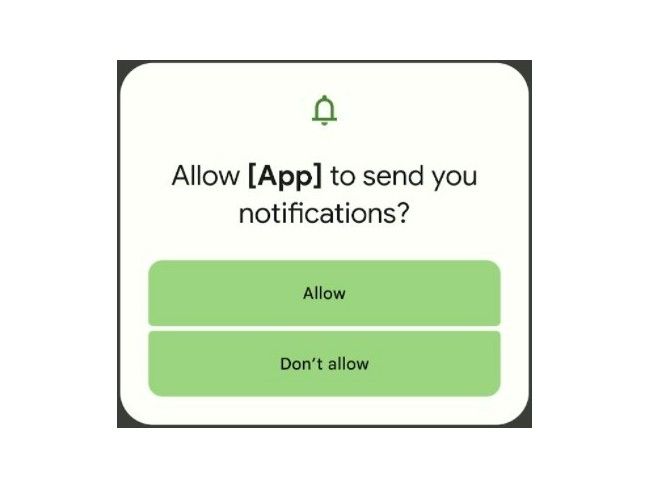 Solicitud de permiso de notificación de Android 13