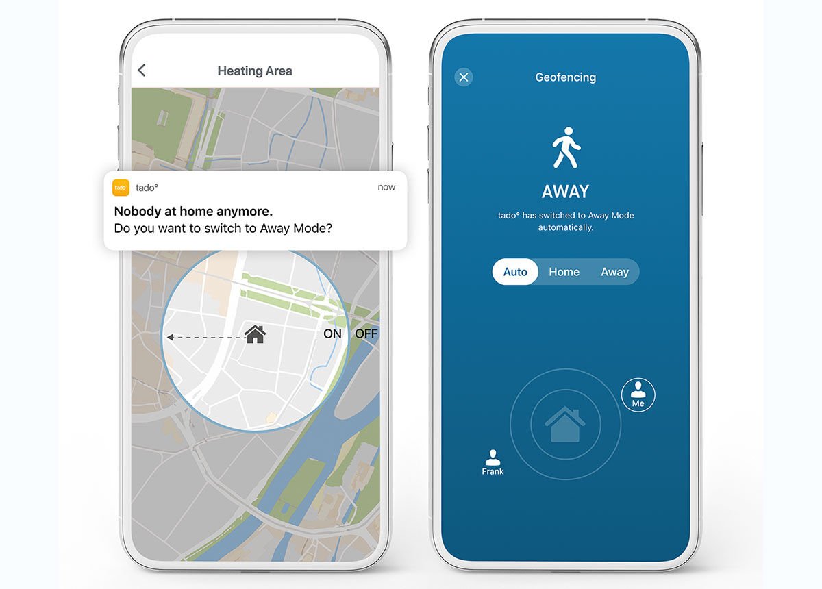 Tado geofencing home and away heating