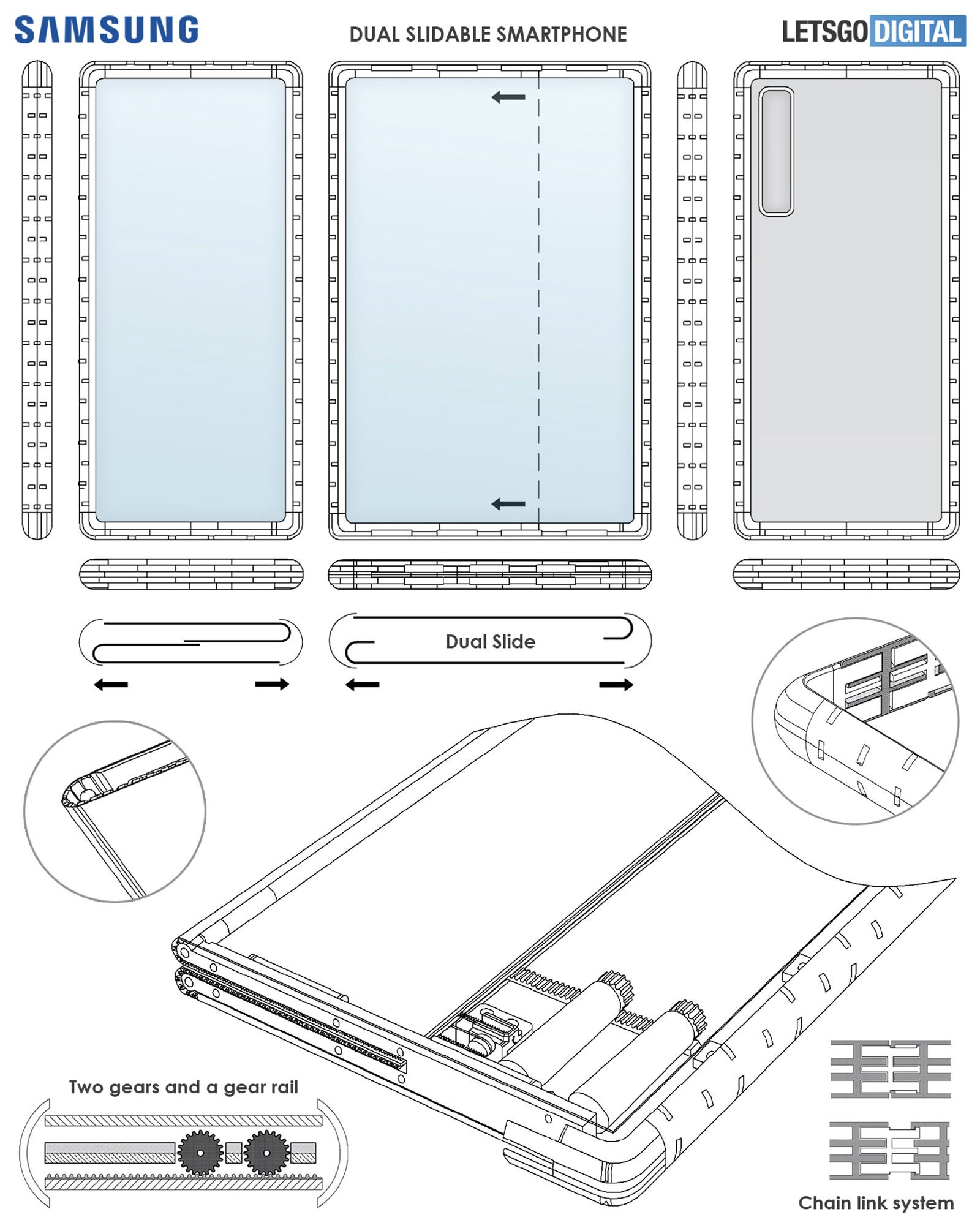 Patente Samsung Dual Slideable Smartphone |  Fuente: LetsGoDigital