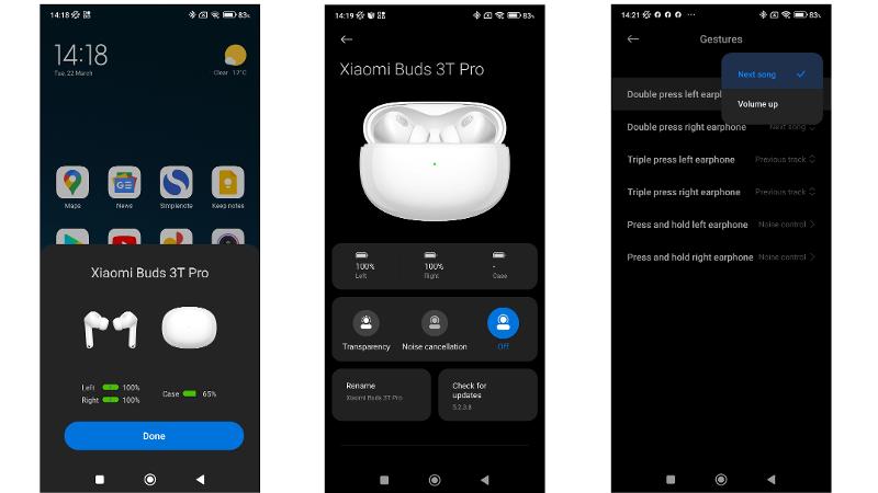Revisión de Xiaomi Buds 3T Pro: software