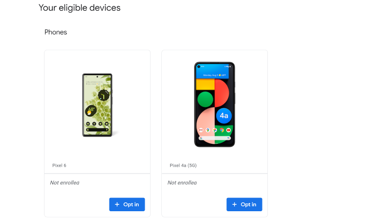 Dispositivos elegibles para Android 13
