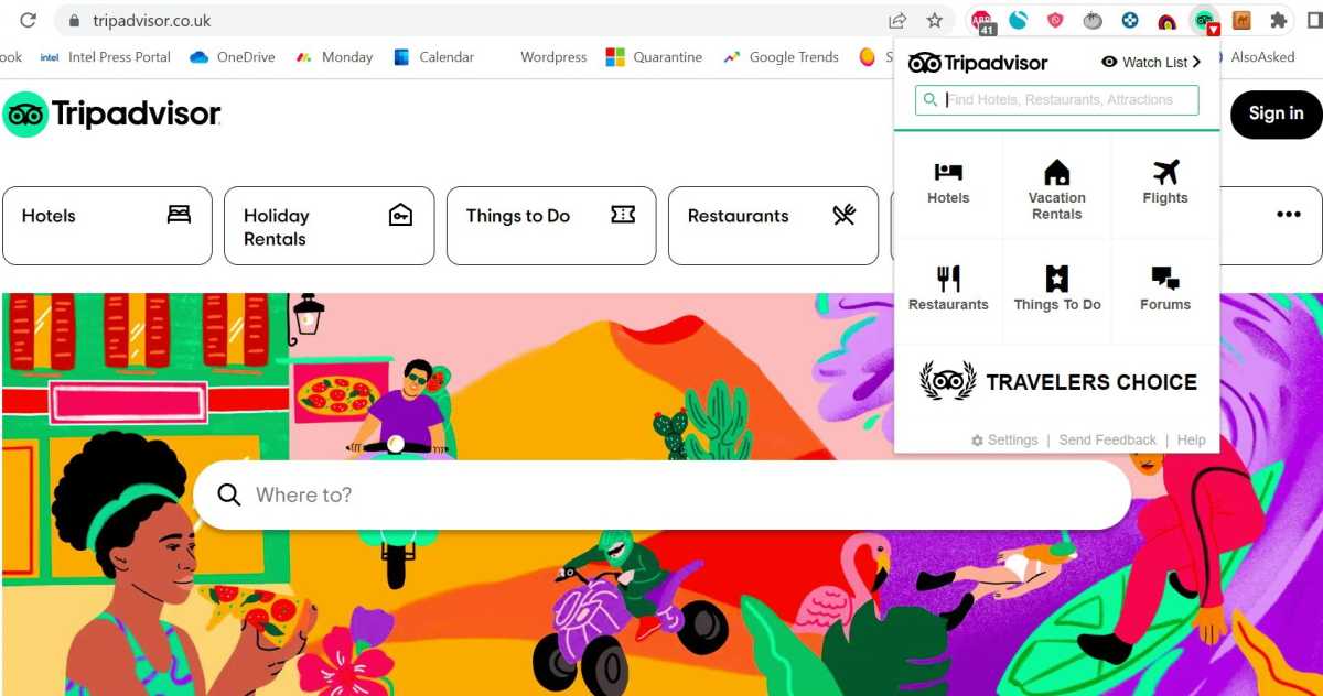 Extensión de navegador de Tripadvisor