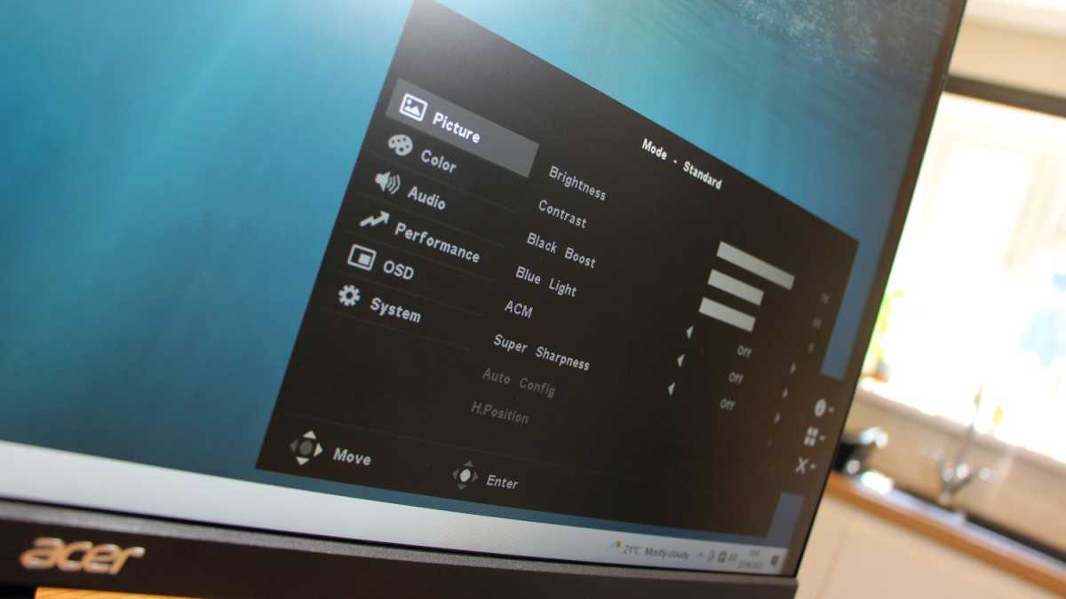 OSD del monitor Acer K3