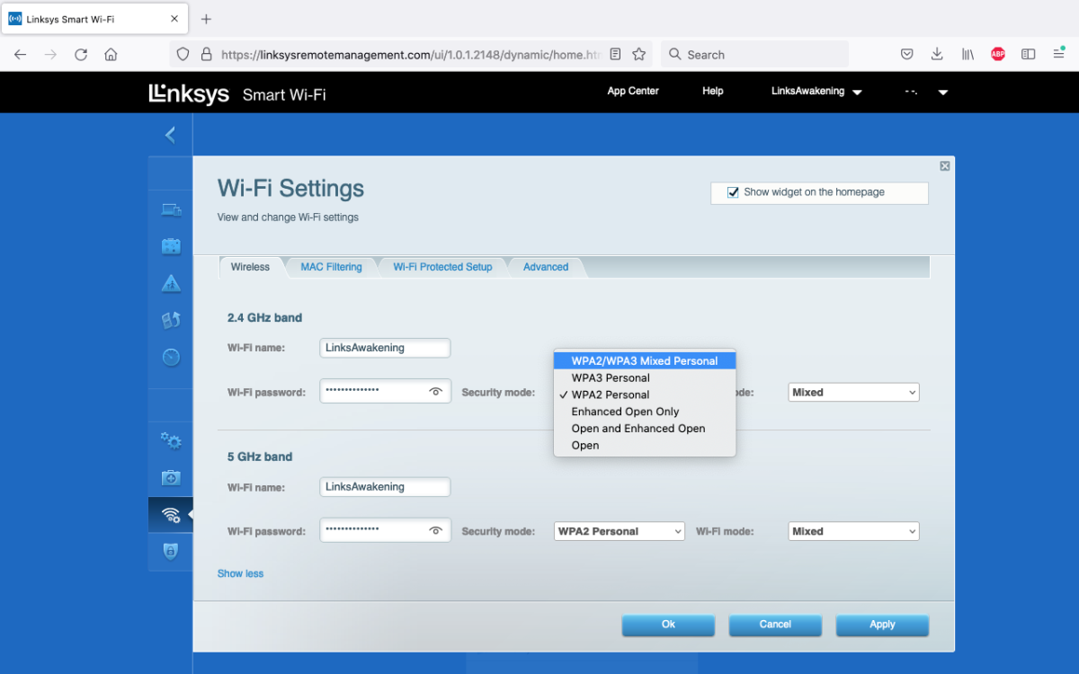 Linksys Atlas 6 desktop control panel