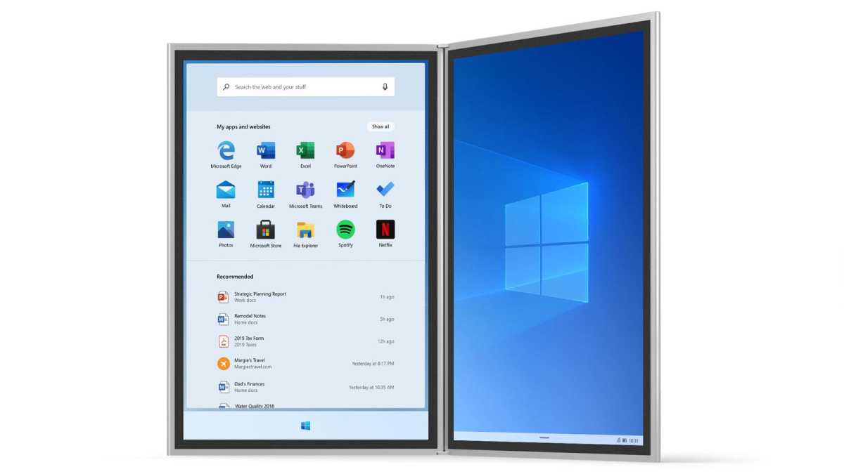 Windows 10X en un dispositivo de doble pantalla
