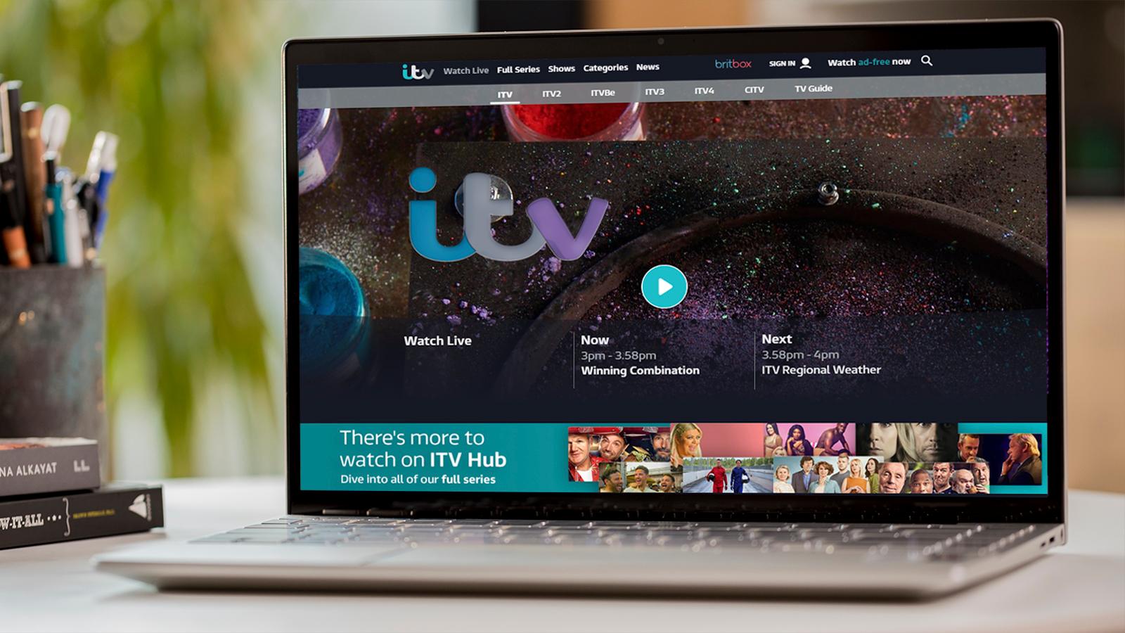 Captura de pantalla de ITV Hub en una computadora portátil
