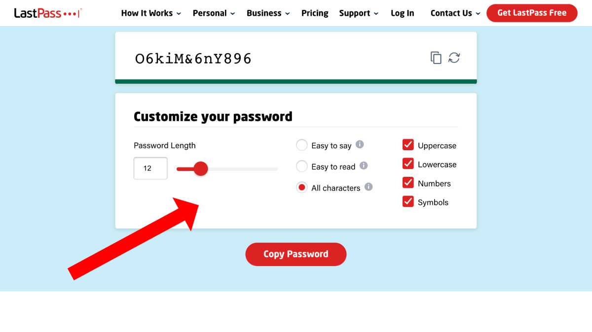 Uso de la configuración en un generador de contraseñas