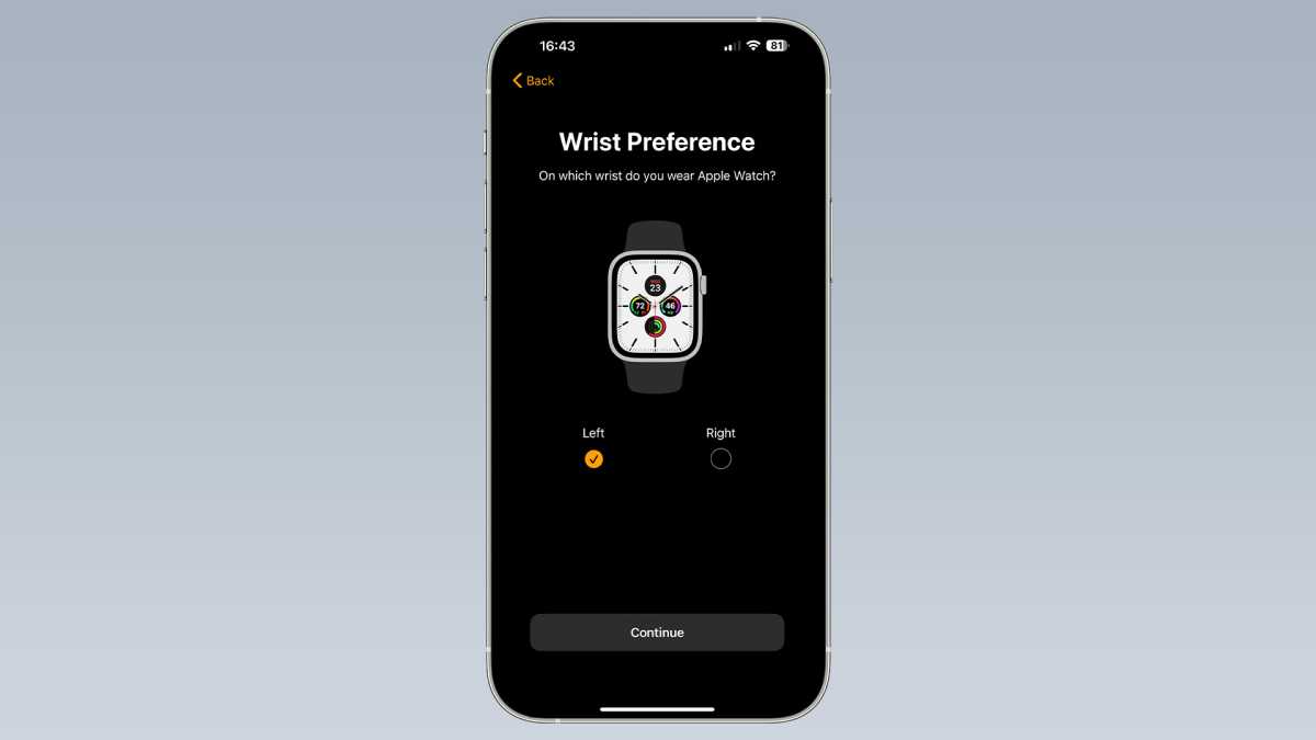 Configuración de Apple Watch: preferencia de muñeca