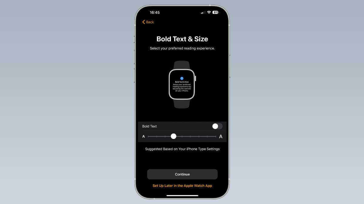 Configuración de Apple Watch - Texto y tamaño en negrita