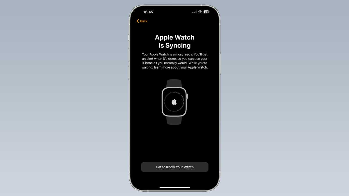 Pantalla de sincronización final de Apple Watch