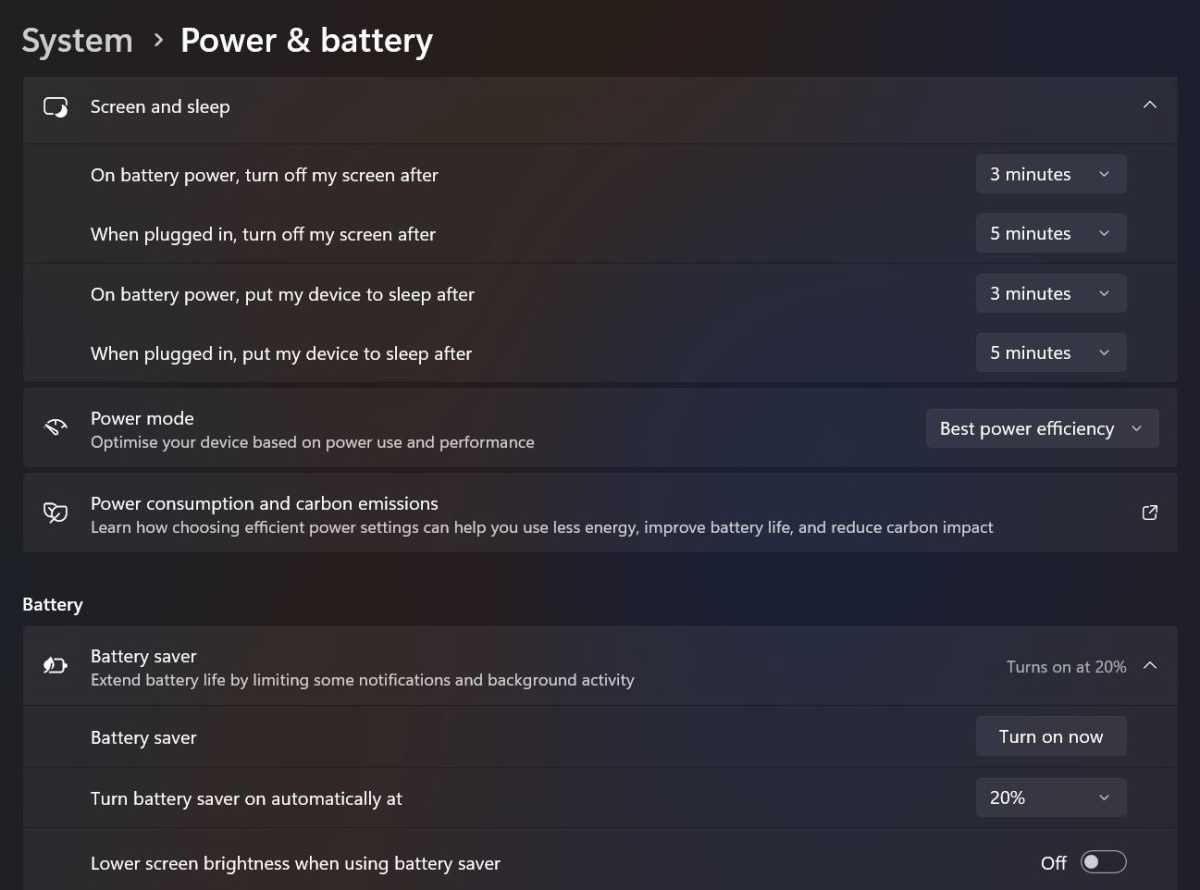 Método más eficiente de energía de Windows 11