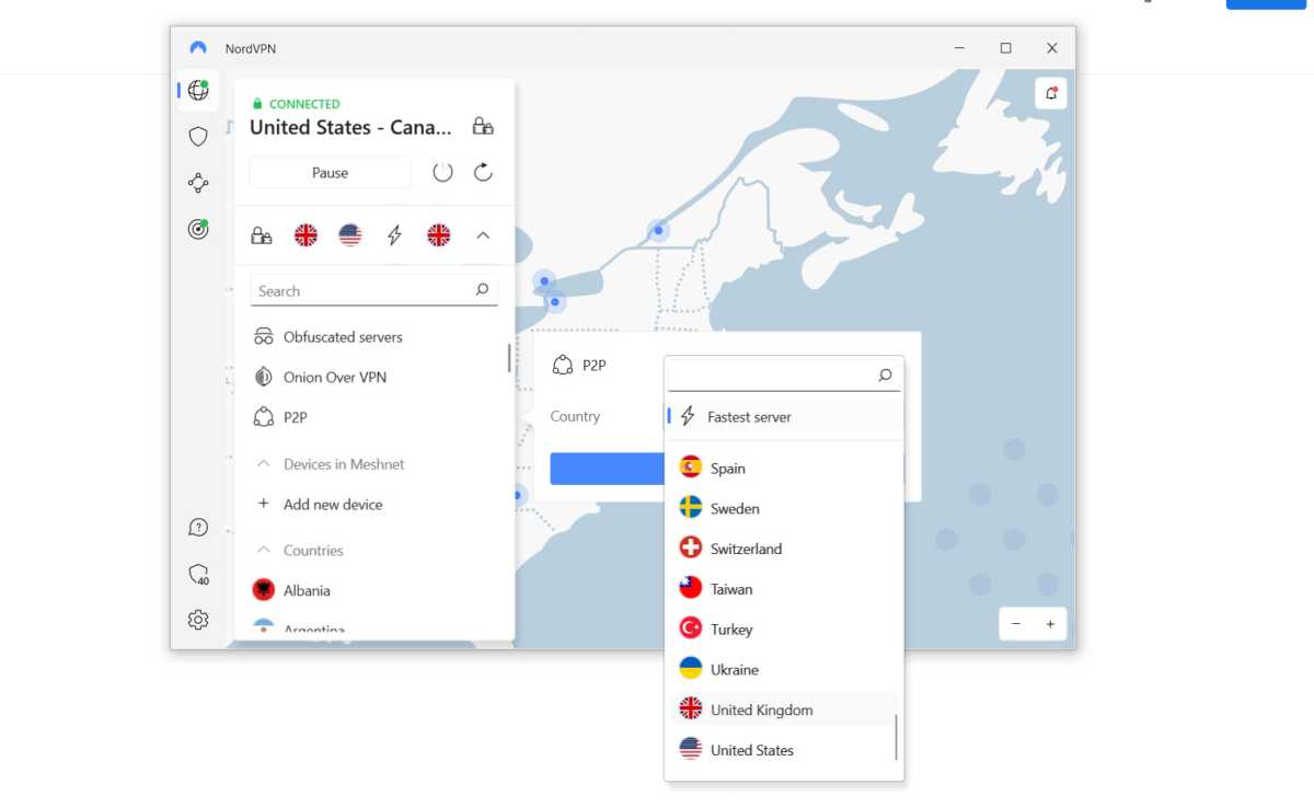 NordVPN review - Server list