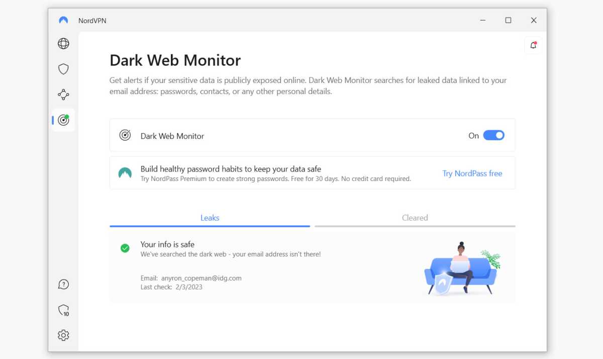 NordVPN review - Dark web monitor