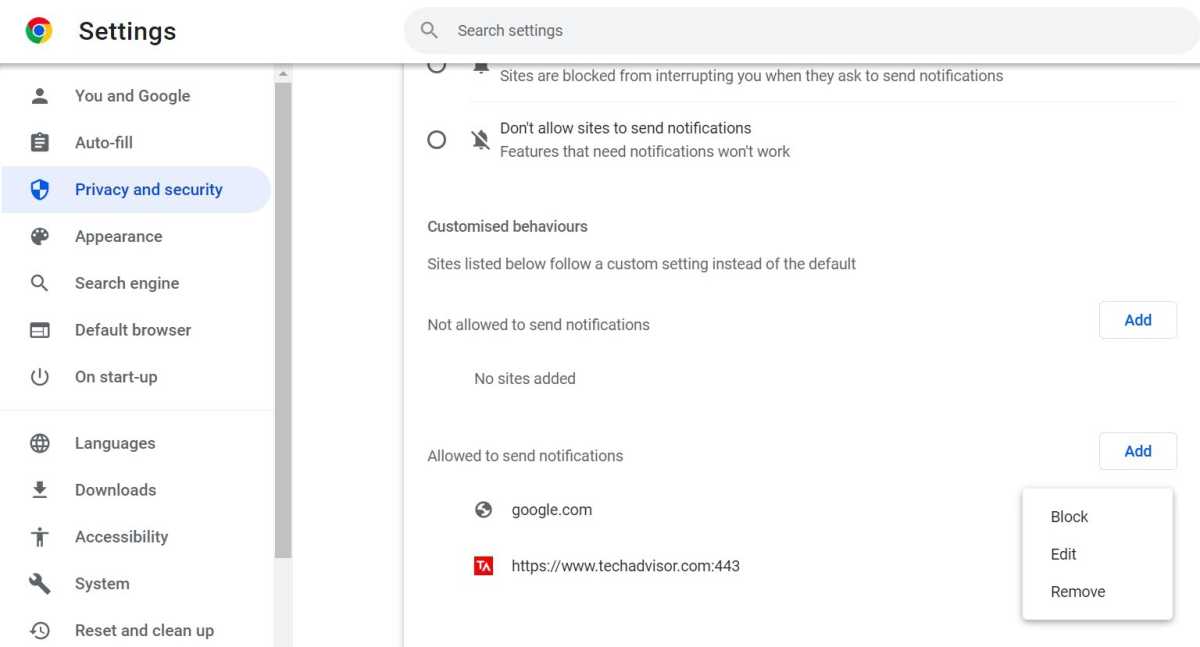 Capturas de pantalla de administración de notificaciones de Windows 11