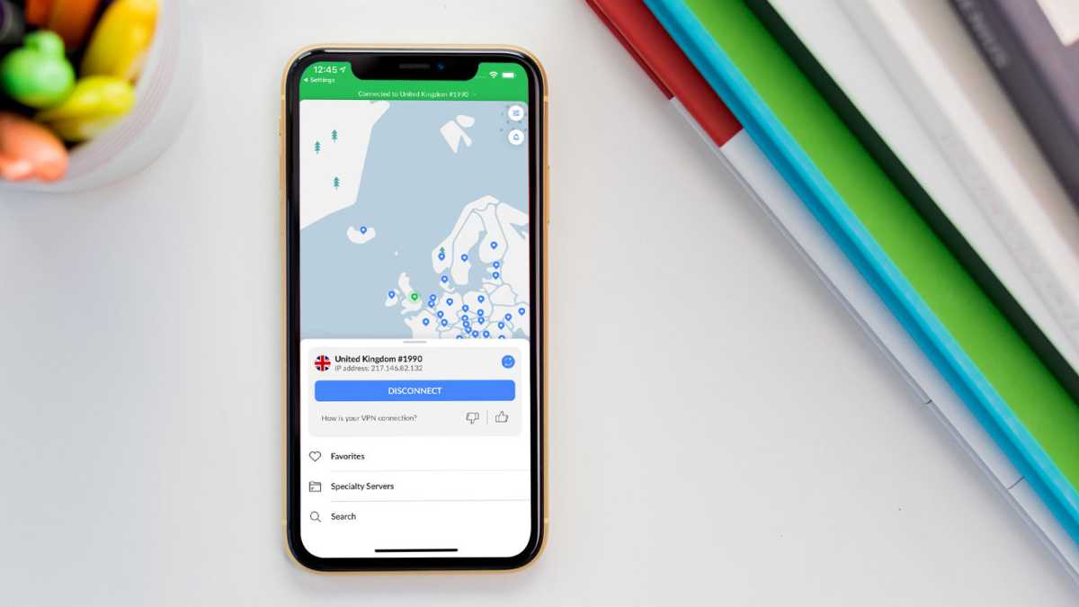 Captura de pantalla de NordVPN en un servidor del Reino Unido
