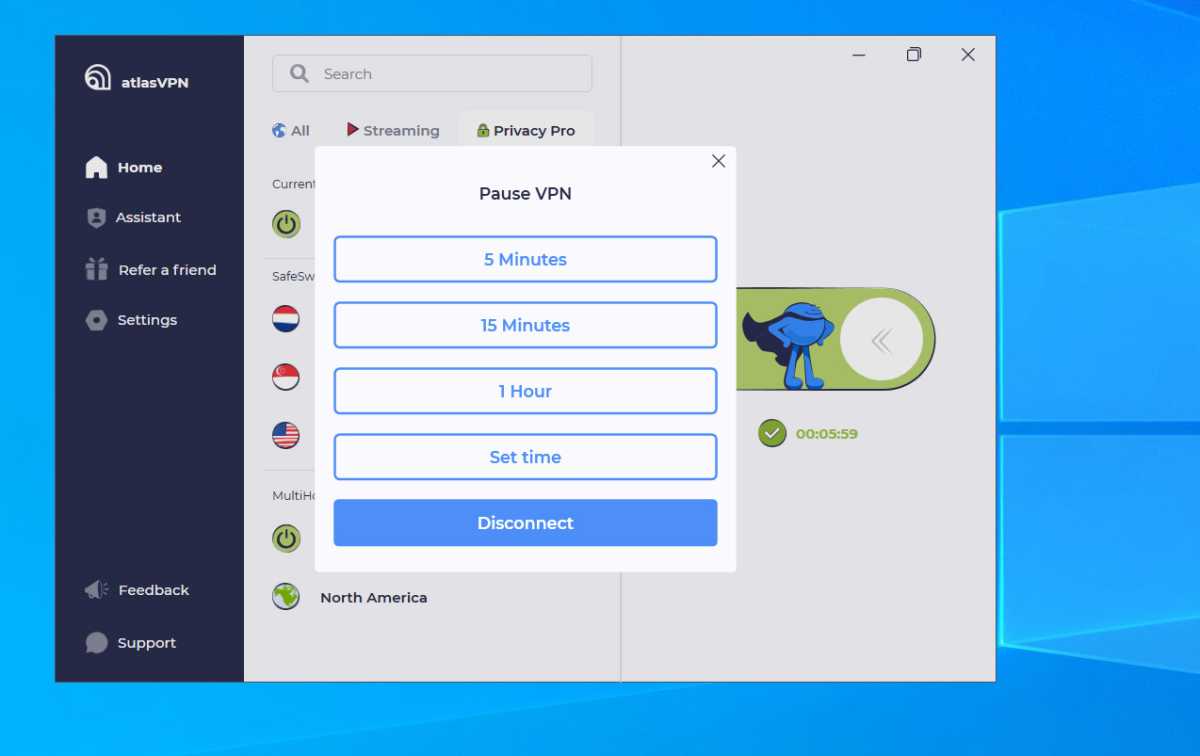 Altas VPN review - pause Windows