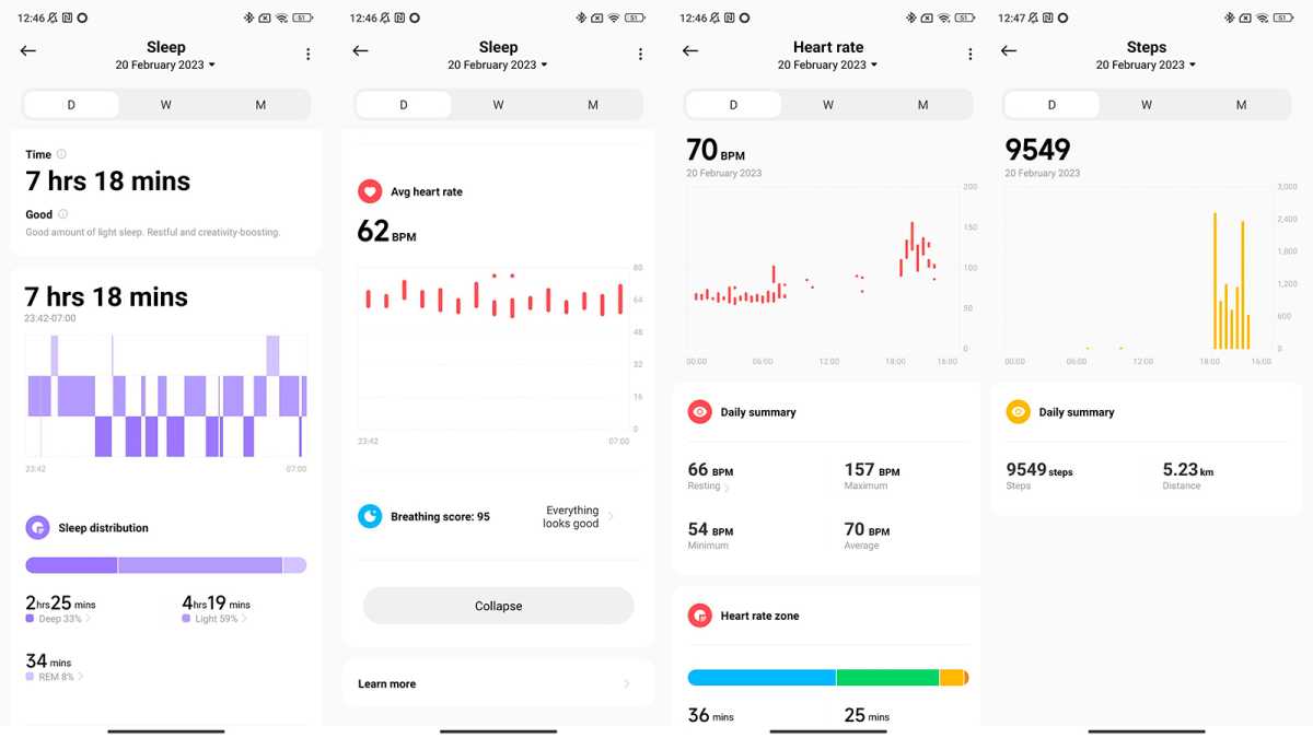 Xiaomi Watch S1 Pro sleep, heart rate and steps data