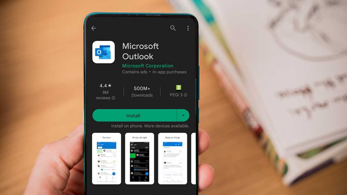 Aplicación de Outlook en Google Play Store