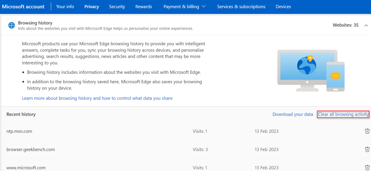 Windows 11 desactiva la captura de pantalla de seguimiento de datos