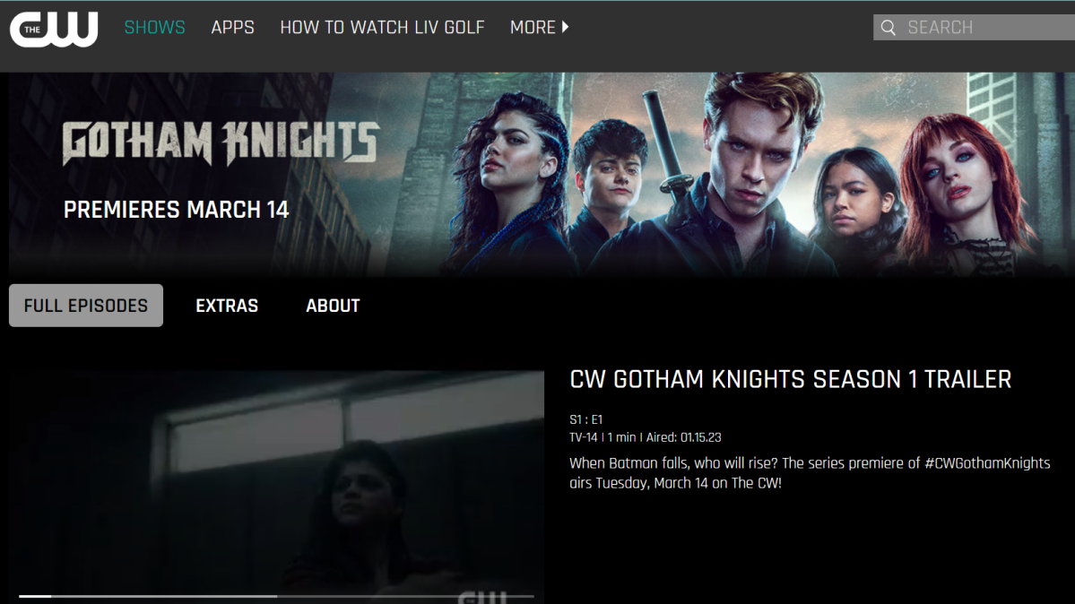 Sitio web de CW Página de Gotham Knights