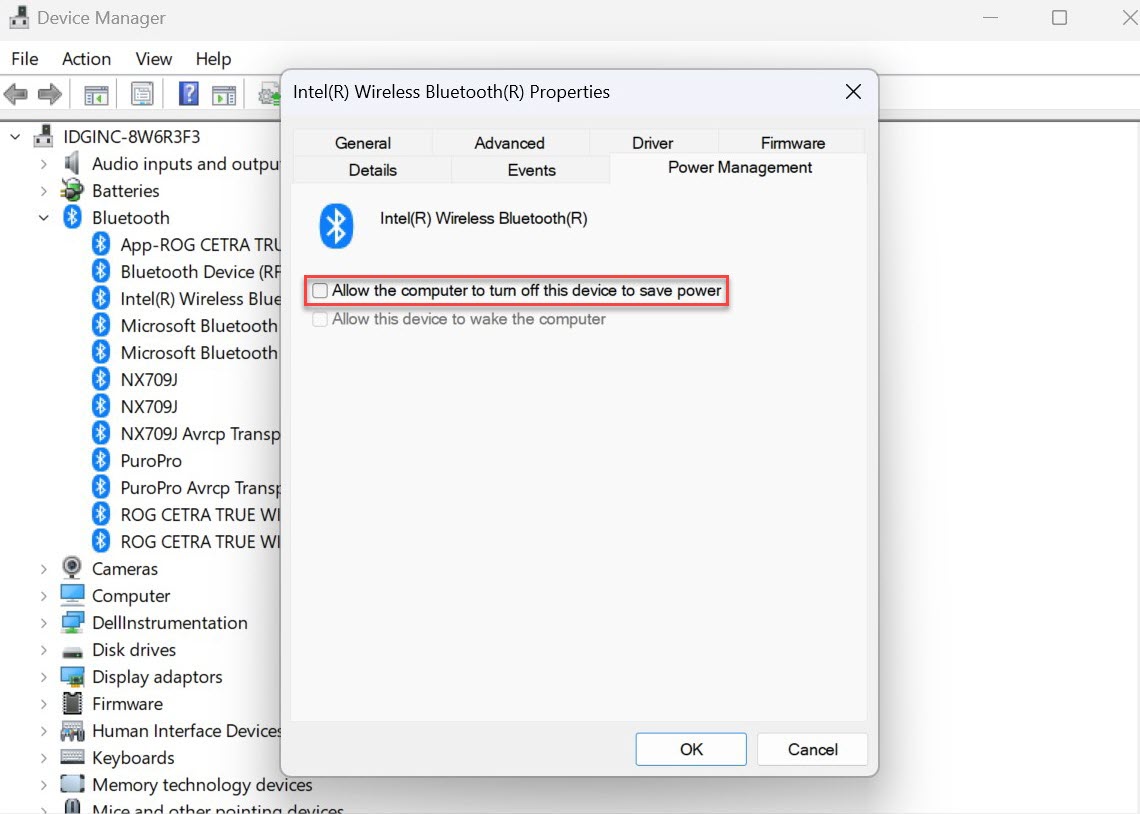 Windows 11 permite que Bluetooth se desactive
