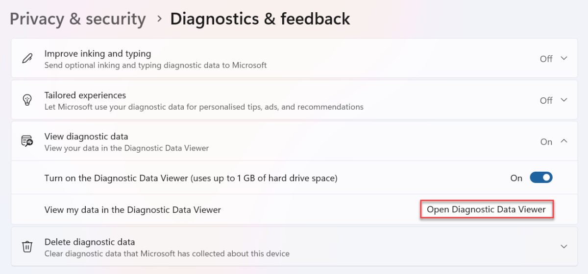 Windows 11 desactiva la captura de pantalla de recopilación de datos