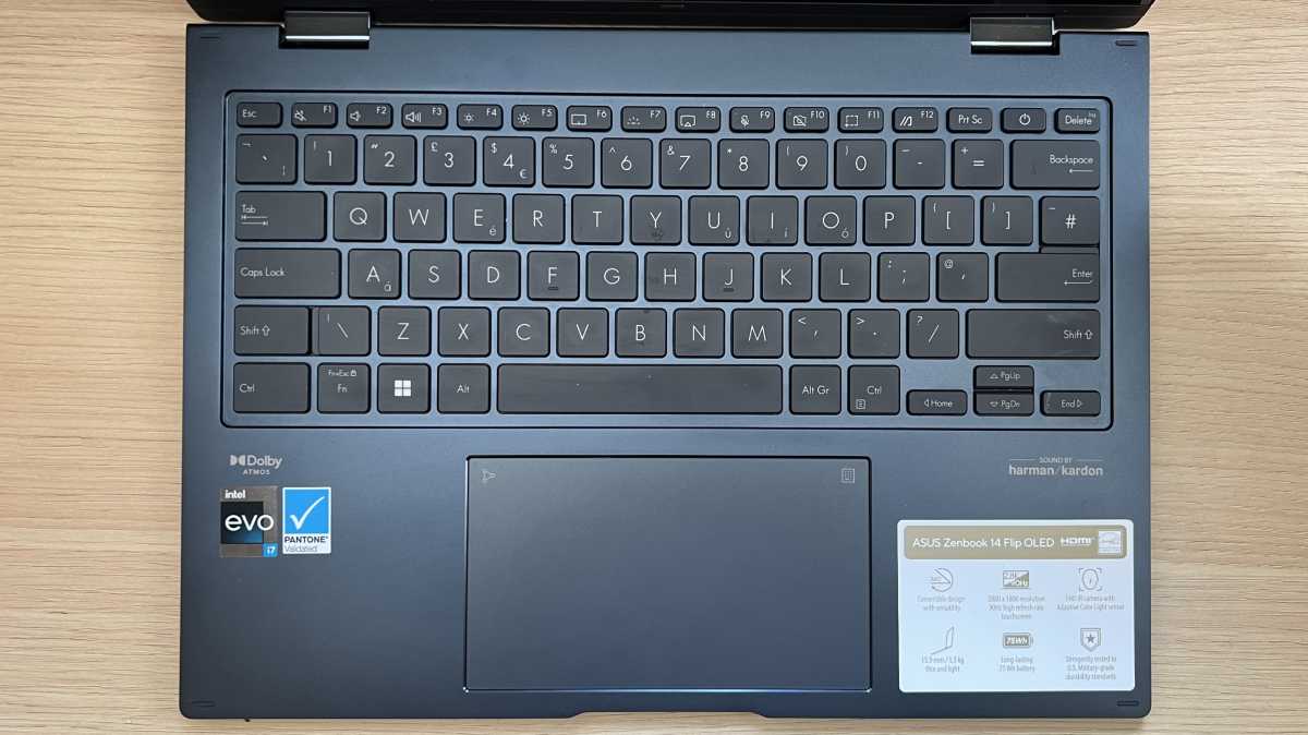 Asus Zenbook 14 Flip OLED (2023) - keyboard and trackpad