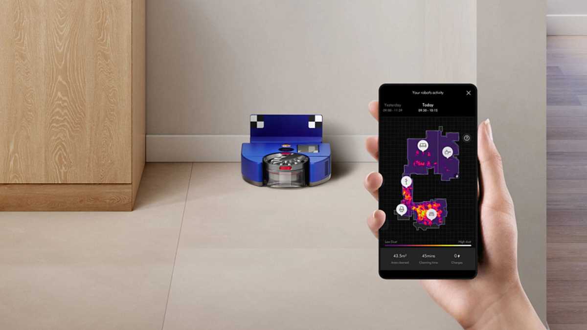 Aplicación MyDyson que muestra el mapa de polvo de la casa