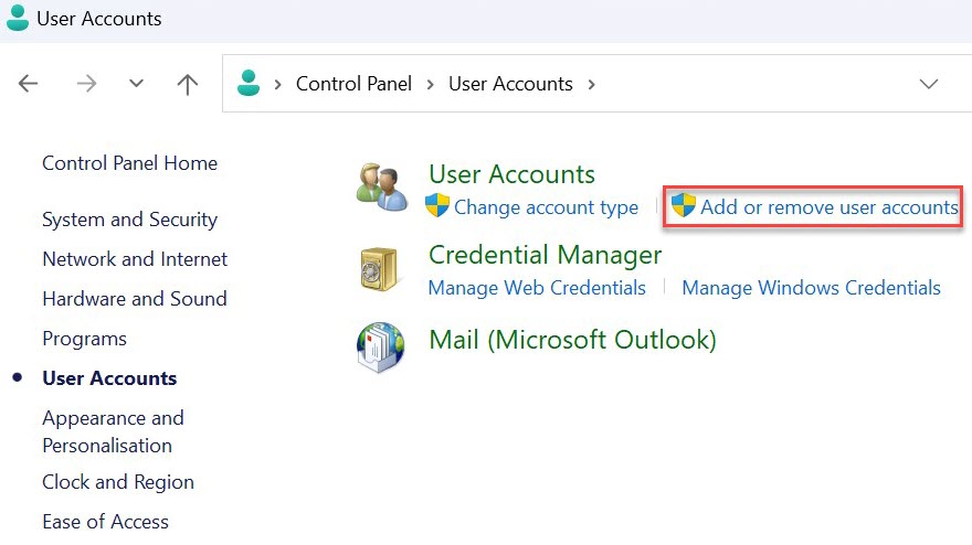 Captura de pantalla del método de eliminación de cuenta de usuario de Windows 11